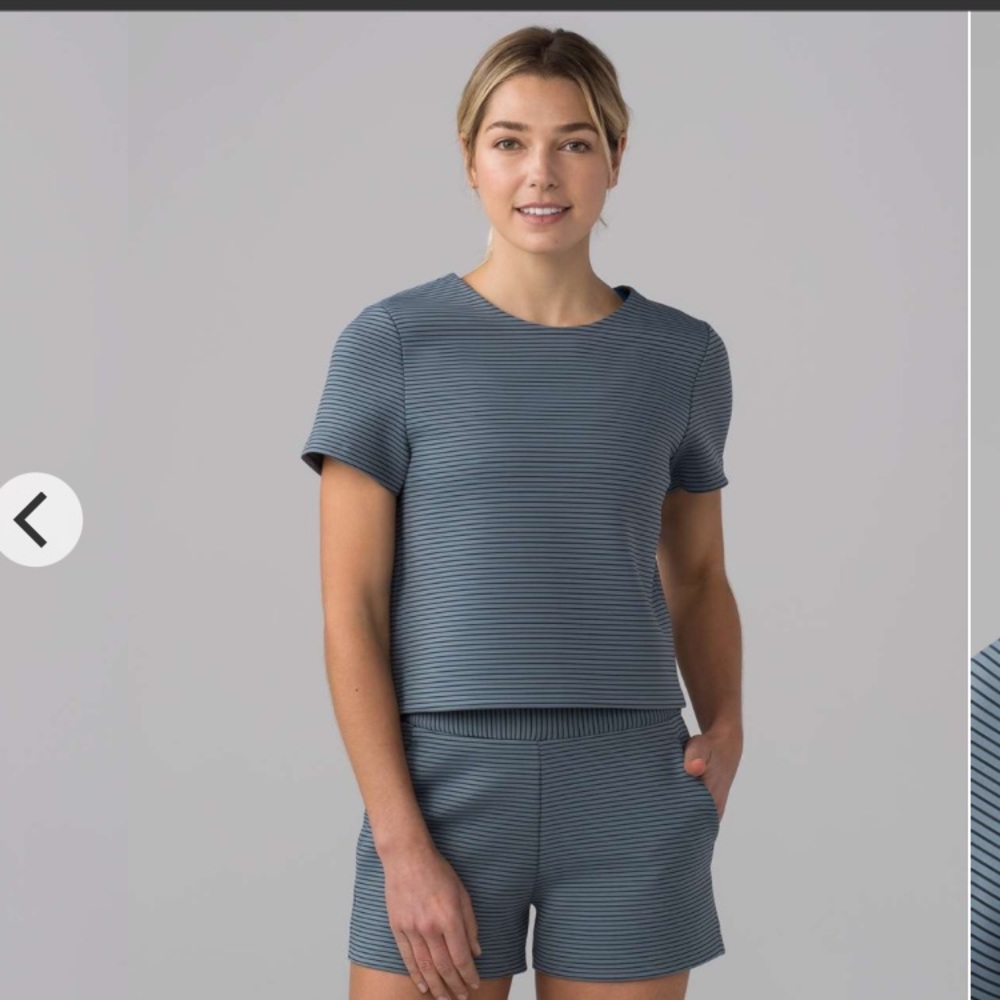 Lululemon Shaped Short Sleeve Top 6 Gray Stripe
